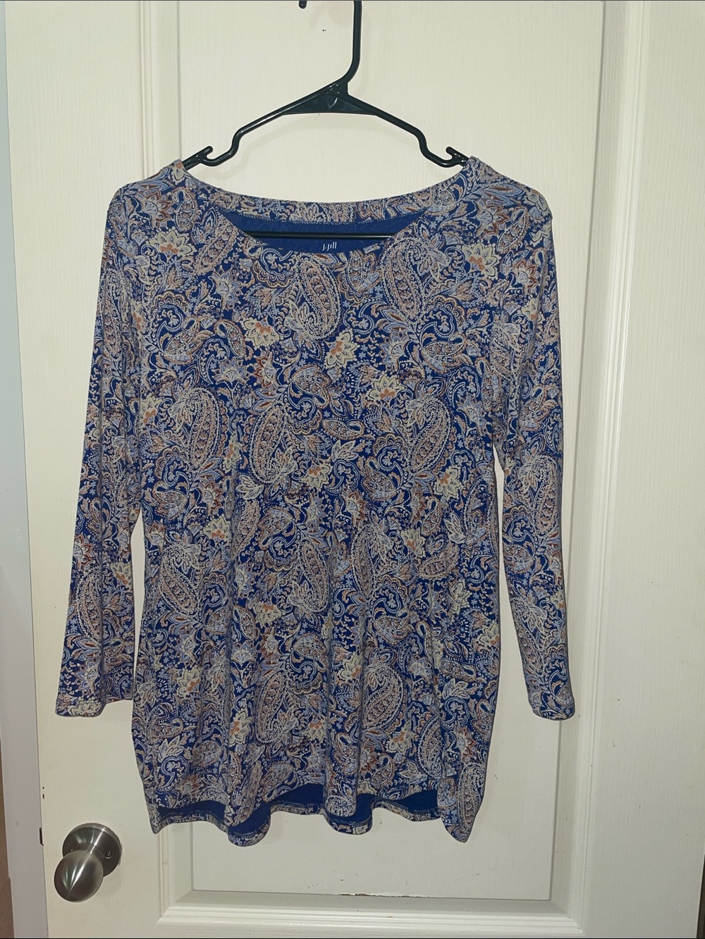 J. Jill Blue and Tan Paisley Long-Sleeve Top